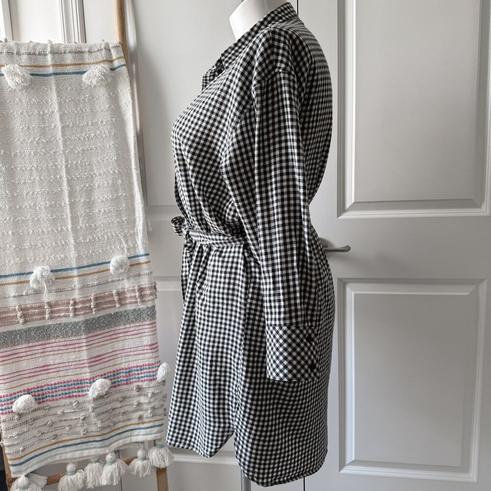 Esmara Black White Plaid Flannel Button Down Long Tunic Shirt Women’s Size 14 - Picture 3 of 9